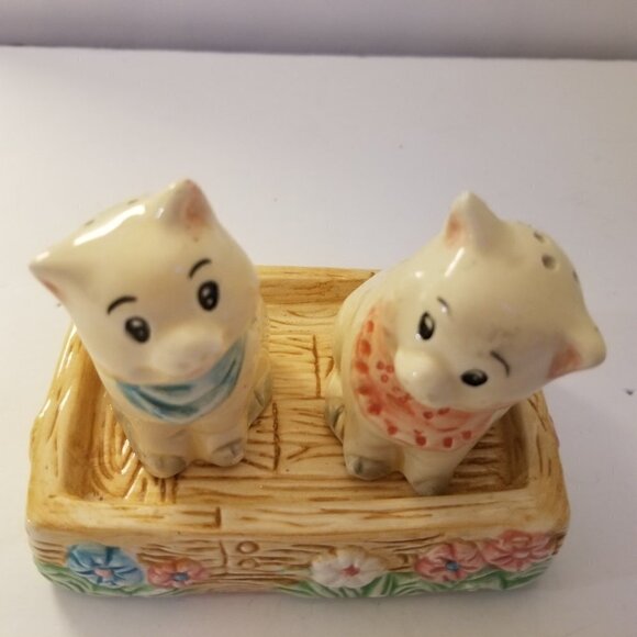 Mercuries Country Farm Tea Set Pig Salt & Pepper Shakers 1994 - Picture 2 of 13